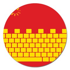 Firewall Bridge Signal Yellow Red Magnet 5  (round)