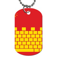 Firewall Bridge Signal Yellow Red Dog Tag (one Side) by Mariart