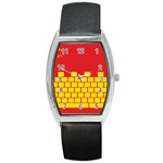 Firewall Bridge Signal Yellow Red Barrel Style Metal Watch Front