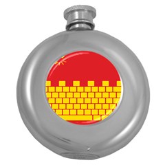 Firewall Bridge Signal Yellow Red Round Hip Flask (5 Oz) by Mariart