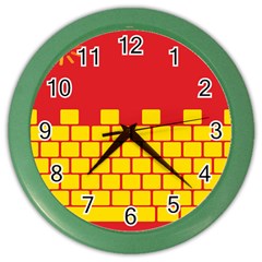 Firewall Bridge Signal Yellow Red Color Wall Clocks by Mariart