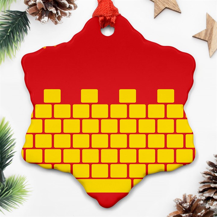 Firewall Bridge Signal Yellow Red Ornament (Snowflake)