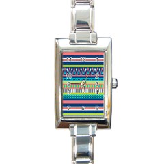 Aztec Triangle Chevron Wave Plaid Circle Color Rainbow Rectangle Italian Charm Watch