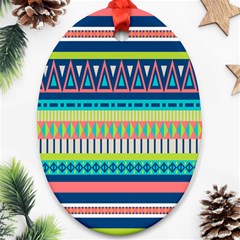 Aztec Triangle Chevron Wave Plaid Circle Color Rainbow Ornament (Oval)