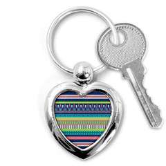 Aztec Triangle Chevron Wave Plaid Circle Color Rainbow Key Chains (heart)  by Mariart