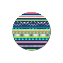 Aztec Triangle Chevron Wave Plaid Circle Color Rainbow Magnet 3  (Round)