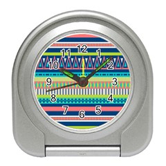 Aztec Triangle Chevron Wave Plaid Circle Color Rainbow Travel Alarm Clocks by Mariart