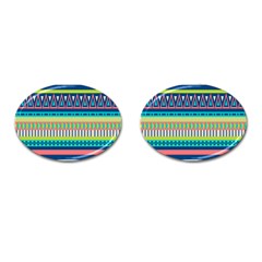 Aztec Triangle Chevron Wave Plaid Circle Color Rainbow Cufflinks (oval) by Mariart