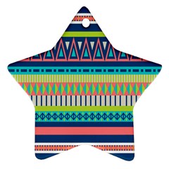 Aztec Triangle Chevron Wave Plaid Circle Color Rainbow Star Ornament (Two Sides)