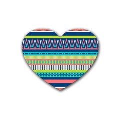 Aztec Triangle Chevron Wave Plaid Circle Color Rainbow Rubber Coaster (Heart) 