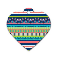 Aztec Triangle Chevron Wave Plaid Circle Color Rainbow Dog Tag Heart (One Side)