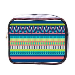 Aztec Triangle Chevron Wave Plaid Circle Color Rainbow Mini Toiletries Bags