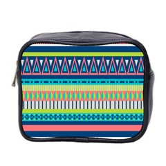 Aztec Triangle Chevron Wave Plaid Circle Color Rainbow Mini Toiletries Bag 2-side by Mariart