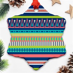 Aztec Triangle Chevron Wave Plaid Circle Color Rainbow Snowflake Ornament (Two Sides)