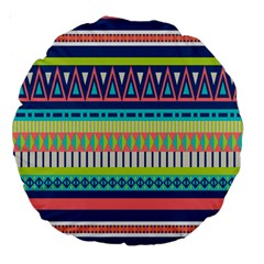 Aztec Triangle Chevron Wave Plaid Circle Color Rainbow Large 18  Premium Round Cushions