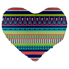 Aztec Triangle Chevron Wave Plaid Circle Color Rainbow Large 19  Premium Heart Shape Cushions by Mariart