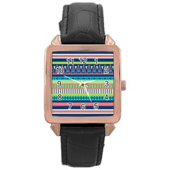 Aztec Triangle Chevron Wave Plaid Circle Color Rainbow Rose Gold Leather Watch  by Mariart