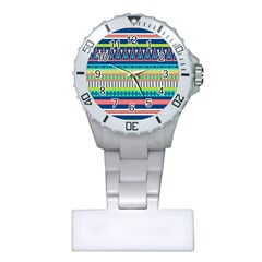 Aztec Triangle Chevron Wave Plaid Circle Color Rainbow Plastic Nurses Watch by Mariart