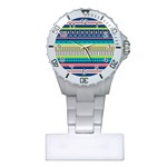 Aztec Triangle Chevron Wave Plaid Circle Color Rainbow Plastic Nurses Watch Front