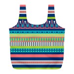 Aztec Triangle Chevron Wave Plaid Circle Color Rainbow Full Print Recycle Bags (L)  Front