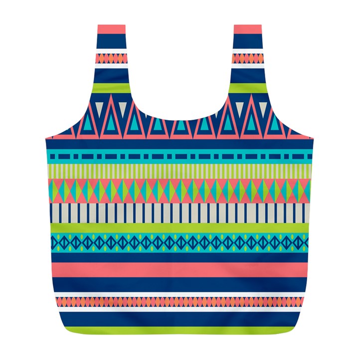 Aztec Triangle Chevron Wave Plaid Circle Color Rainbow Full Print Recycle Bags (L) 