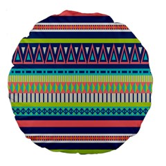 Aztec Triangle Chevron Wave Plaid Circle Color Rainbow Large 18  Premium Flano Round Cushions