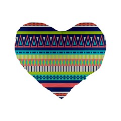 Aztec Triangle Chevron Wave Plaid Circle Color Rainbow Standard 16  Premium Flano Heart Shape Cushions