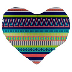 Aztec Triangle Chevron Wave Plaid Circle Color Rainbow Large 19  Premium Flano Heart Shape Cushions by Mariart