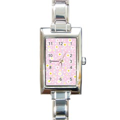 Flower Floral Sunflower Pink Yellow Rectangle Italian Charm Watch