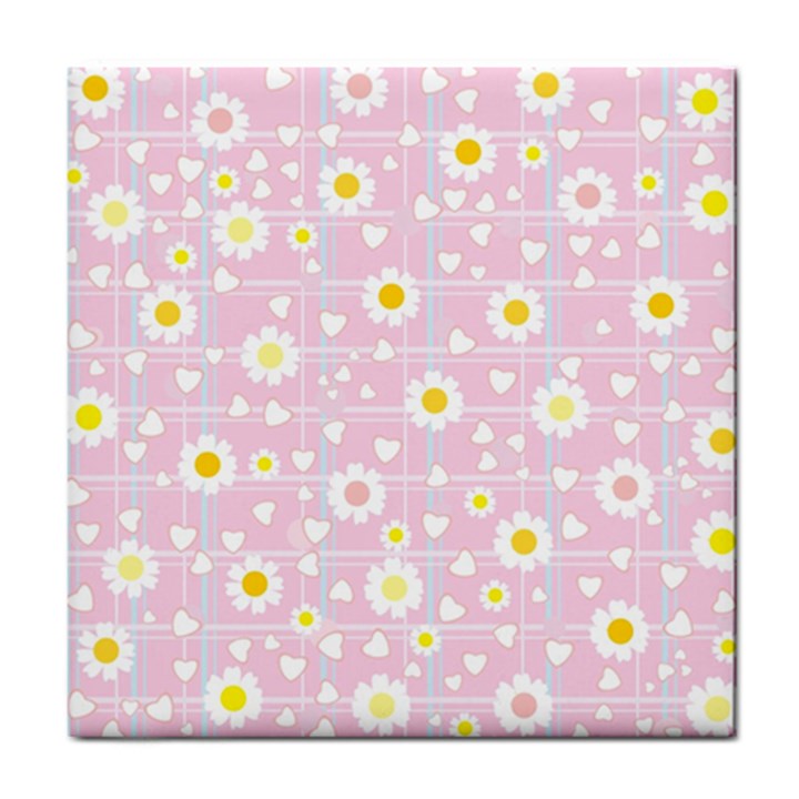 Flower Floral Sunflower Pink Yellow Tile Coasters