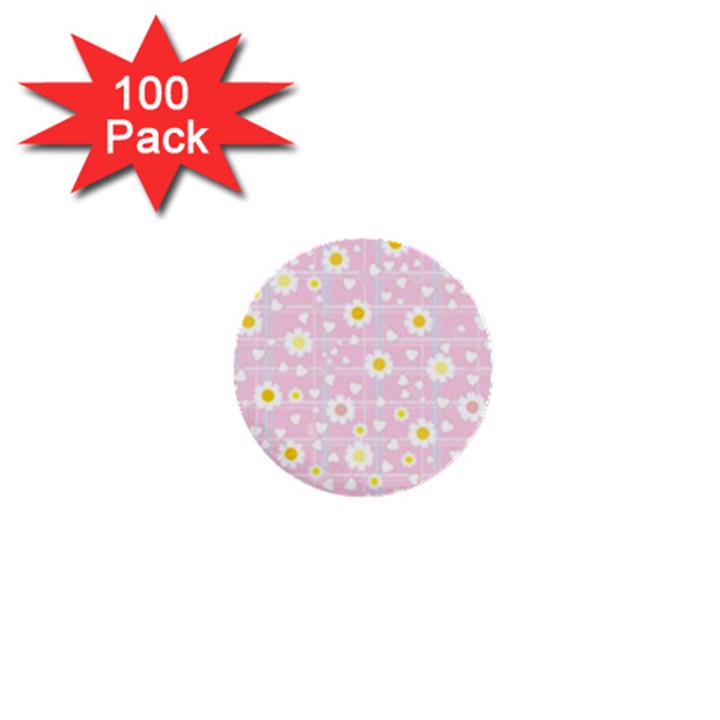 Flower Floral Sunflower Pink Yellow 1  Mini Buttons (100 pack) 