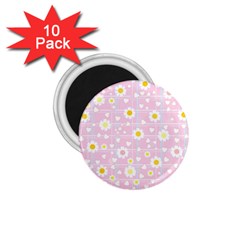 Flower Floral Sunflower Pink Yellow 1 75  Magnets (10 Pack)  by Mariart