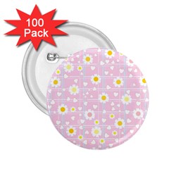 Flower Floral Sunflower Pink Yellow 2 25  Buttons (100 Pack)  by Mariart