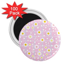 Flower Floral Sunflower Pink Yellow 2 25  Magnets (100 Pack)  by Mariart