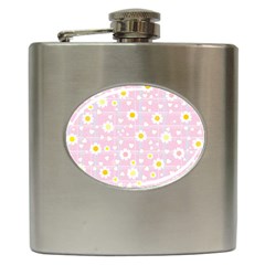 Flower Floral Sunflower Pink Yellow Hip Flask (6 Oz) by Mariart