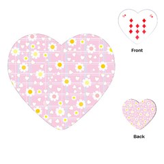 Flower Floral Sunflower Pink Yellow Playing Cards (heart)  by Mariart