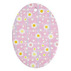 Flower Floral Sunflower Pink Yellow Oval Ornament (two Sides) by Mariart