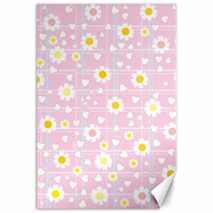 Flower Floral Sunflower Pink Yellow Canvas 12  X 18   by Mariart