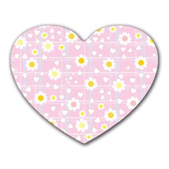 Flower Floral Sunflower Pink Yellow Heart Mousepads by Mariart