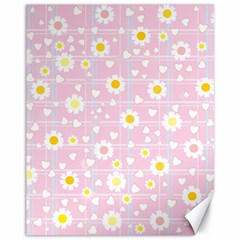 Flower Floral Sunflower Pink Yellow Canvas 11  X 14   by Mariart