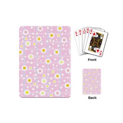 Flower Floral Sunflower Pink Yellow Playing Cards (mini)  by Mariart