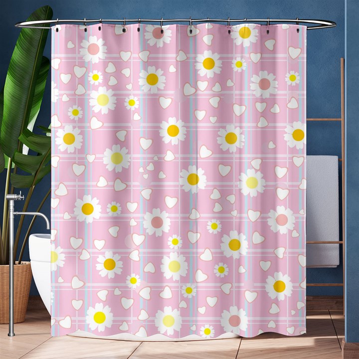 Flower Floral Sunflower Pink Yellow Shower Curtain 60  x 72  (Medium) 