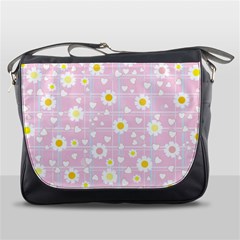 Flower Floral Sunflower Pink Yellow Messenger Bags by Mariart