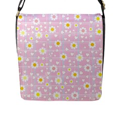 Flower Floral Sunflower Pink Yellow Flap Messenger Bag (l)  by Mariart