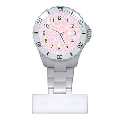 Flower Floral Sunflower Pink Yellow Plastic Nurses Watch by Mariart