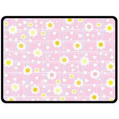 Flower Floral Sunflower Pink Yellow Double Sided Fleece Blanket (large)  by Mariart