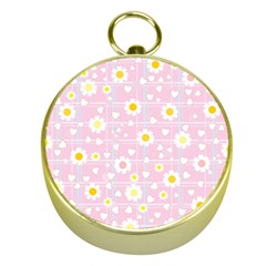 Flower Floral Sunflower Pink Yellow Gold Compasses by Mariart