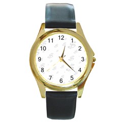 Dollar Sign Transparent Round Gold Metal Watch by Mariart