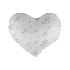 Dollar Sign Transparent Standard 16  Premium Heart Shape Cushions by Mariart