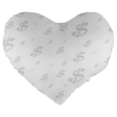 Dollar Sign Transparent Large 19  Premium Flano Heart Shape Cushions by Mariart